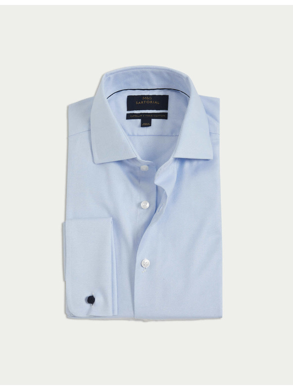 Marks & Spencer Enyhén szabott ing luxus pamutból, dupla mandzsettával Marks & Spencer