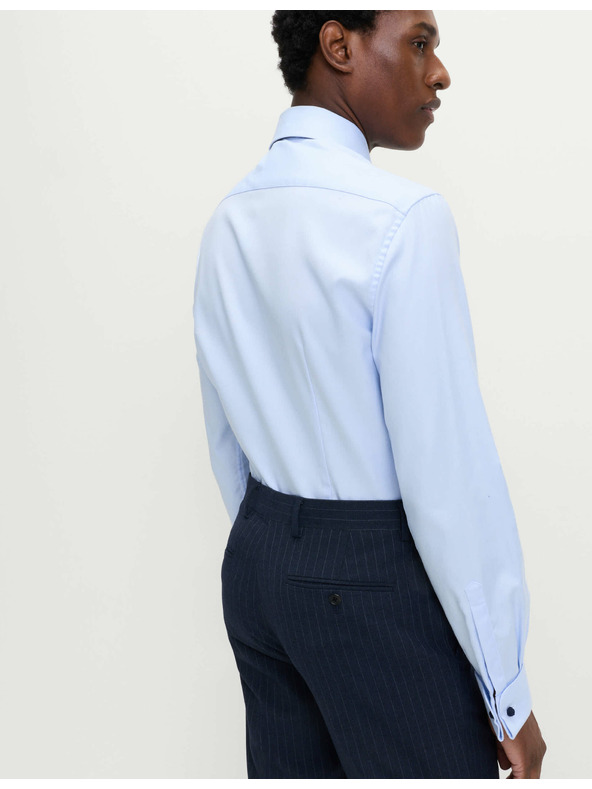 Marks & Spencer Karcsúsított szabású ing luxus pamutból, dupla mandzsettával Marks & Spencer kék