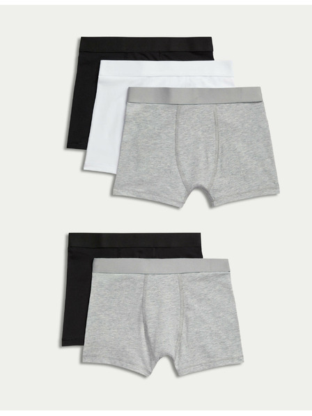 Marks & Spencer Egyszínű pamut rövidnadrág (2-16 éves korig), 5 darabos készlet Marks & Spencer szürke