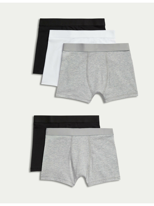 Marks & Spencer Egyszínű pamut rövidnadrág (2-16 éves korig), 5 darabos készlet Marks & Spencer szürke