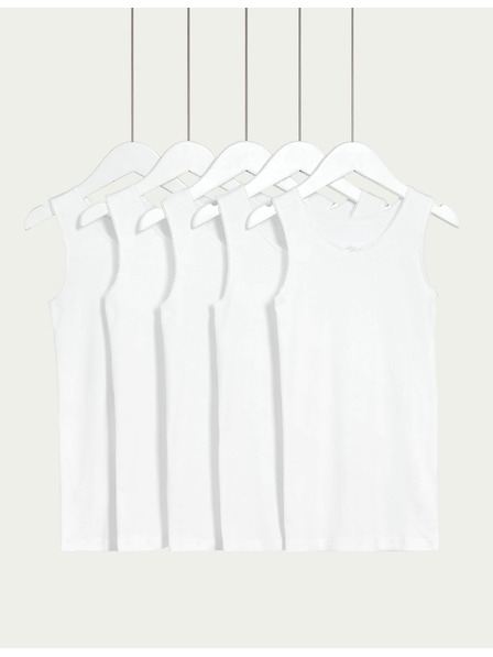 Marks & Spencer Marks & Spencer fehér, tiszta pamut gyermek pólók, 5 db csomagban (2-16 éves korig)