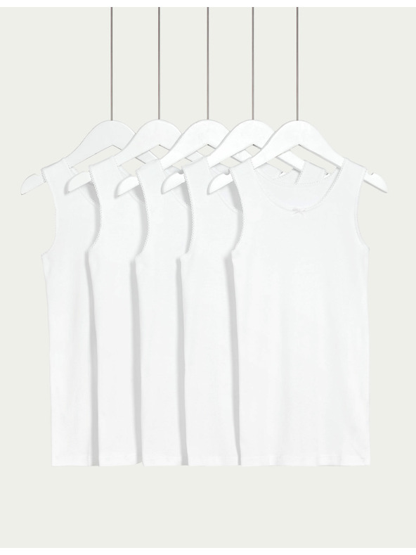 Marks & Spencer Marks & Spencer fehér, tiszta pamut gyermek pólók, 5 db csomagban (2-16 éves korig)