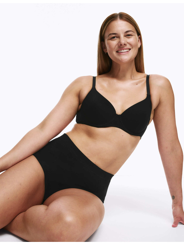 Marks & Spencer Stoma magas derekú pamut bugyi, 3 db Marks & Spencer fekete