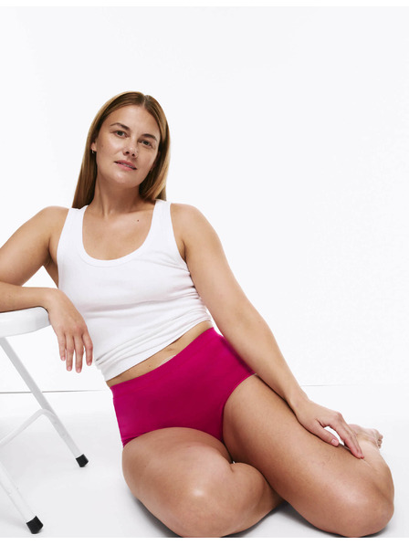 Marks & Spencer Stoma magas derekú pamut bugyi, 3 db Marks & Spencer rózsaszínű