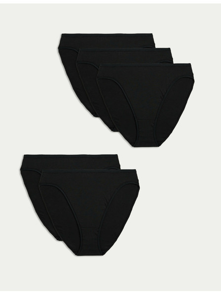 Marks & Spencer 5 darabos készlet pamutból és modálból készült derékalsó, nem látható szegélyű, magasan kivágott Marks & Spencer black