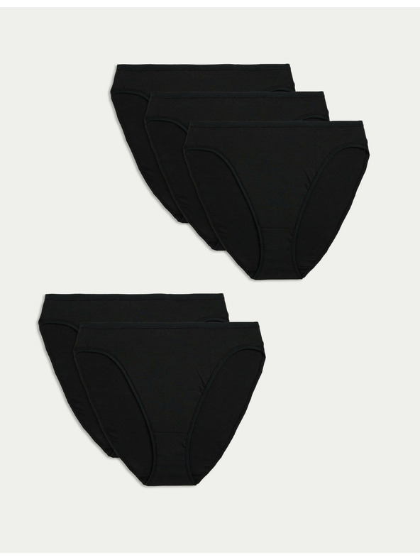 Marks & Spencer 5 darabos készlet pamutból és modálból készült derékalsó, nem látható szegélyű, magasan kivágott Marks & Spencer black