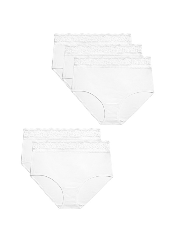 Marks & Spencer Öt darabos női chino nadrágkészlet csipkés részletekkel, fehér színben Marks & Spencer