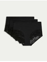 Marks & Spencer Három darabos női magas derekú, csipkés bugyi készlet fekete színben Marks & Spencer