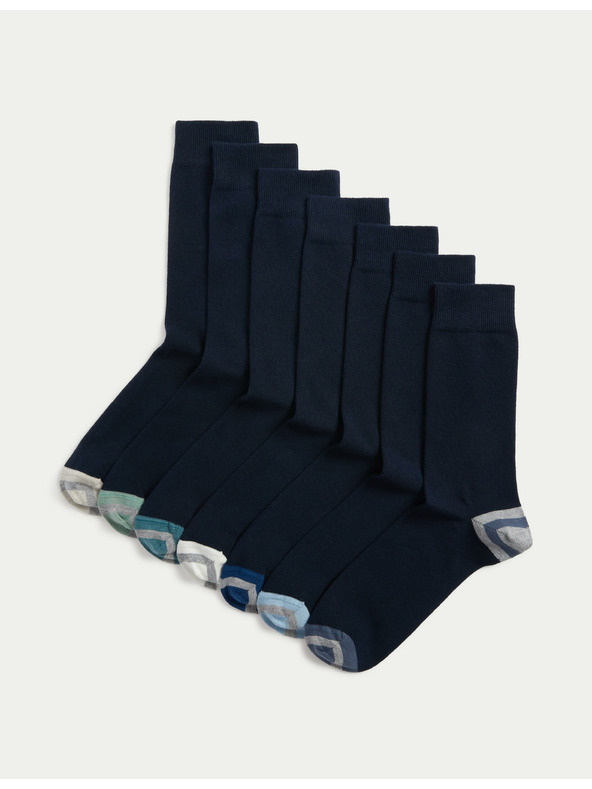 Marks & Spencer 7 pár Cool & Fresh™ magas pamutszövetből készült zokni Marks & Spencer Navy