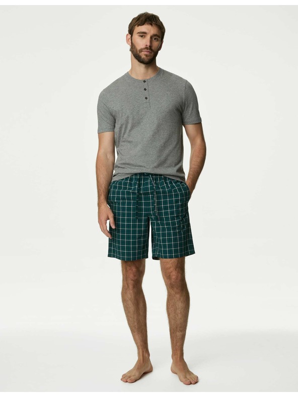 Marks & Spencer Kockás tiszta pamut pizsama szett Marks & Spencer zöld