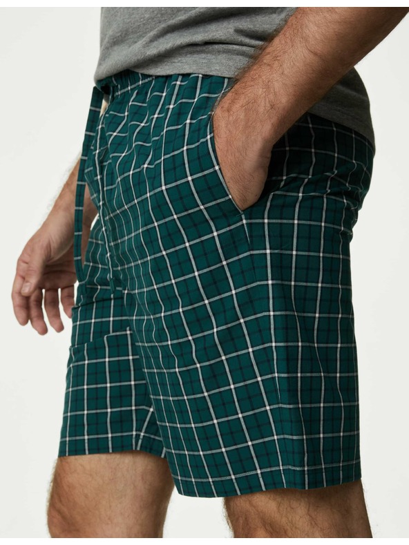 Marks & Spencer Kockás tiszta pamut pizsama szett Marks & Spencer zöld