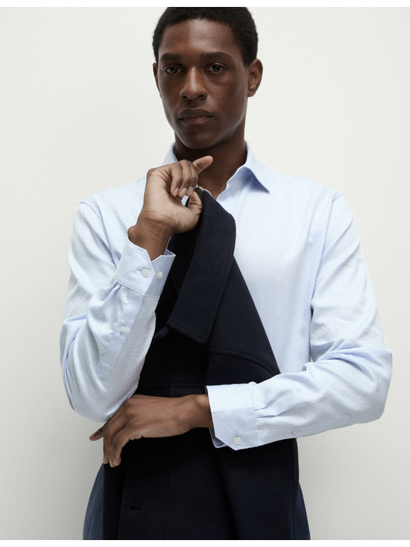 Marks & Spencer Szabályos szabású, tiszta pamut ing kis pöttyökkel Marks & Spencer kék