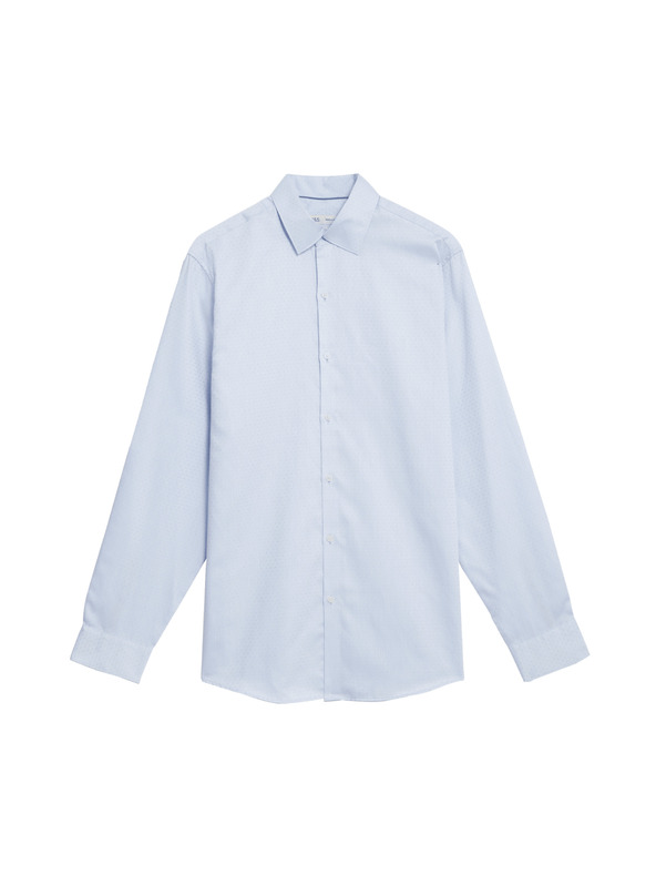 Marks & Spencer Szabályos szabású, tiszta pamut ing kis pöttyökkel Marks & Spencer kék