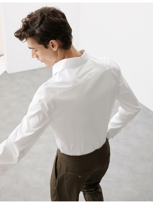 Marks & Spencer Marks & Spencer fehér, magas derekú, vasalatlan, sztreccs pamut póló