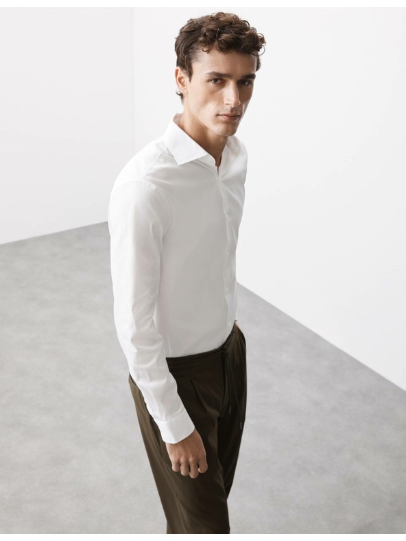 Marks & Spencer Marks & Spencer fehér, magas derekú, vasalatlan, sztreccs pamut póló