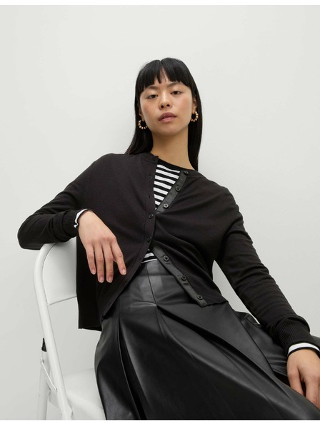 Marks & Spencer Marks & Spencer kereknyakú kardigán elöl gombokkal fekete színű