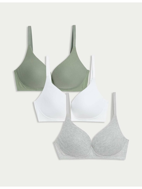 Marks & Spencer Sima merevítős dekoltázs melltartó, 4-es méret, 5. méret, merevítővel. A-E, 3 db Marks & Spencer zöld, 3 db.