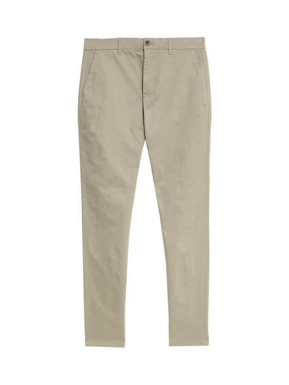 Marks & Spencer Stretch chino nadrág vékony szabású Marks & Spencer bézs színű