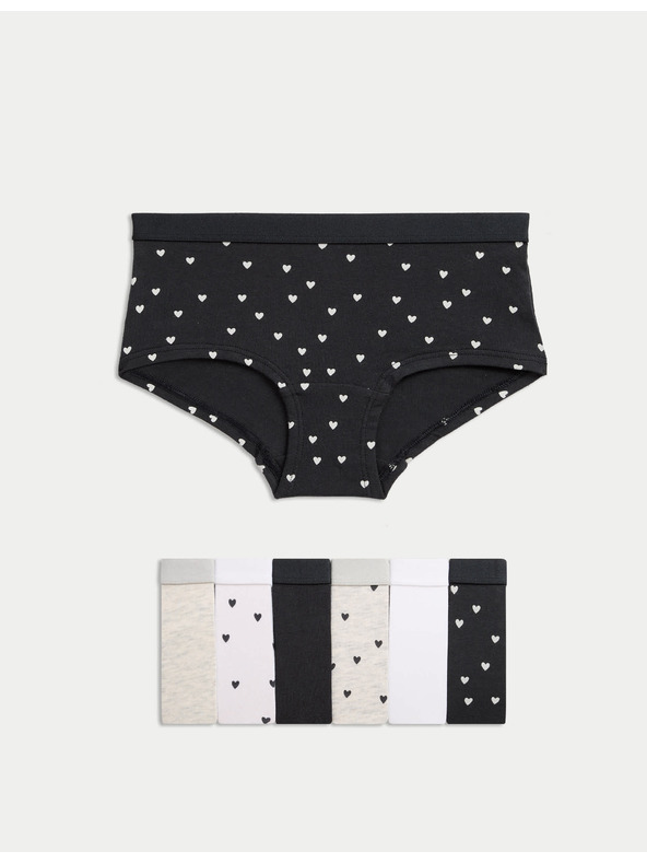 Marks & Spencer Szívmintás rövidnadrág magas pamuttartalommal, 7 db (5–16 éves) Marks & Spencer fekete