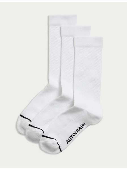 Marks & Spencer 3 darabos Supima® pamut sport zokni, Marks & Spencer fehér