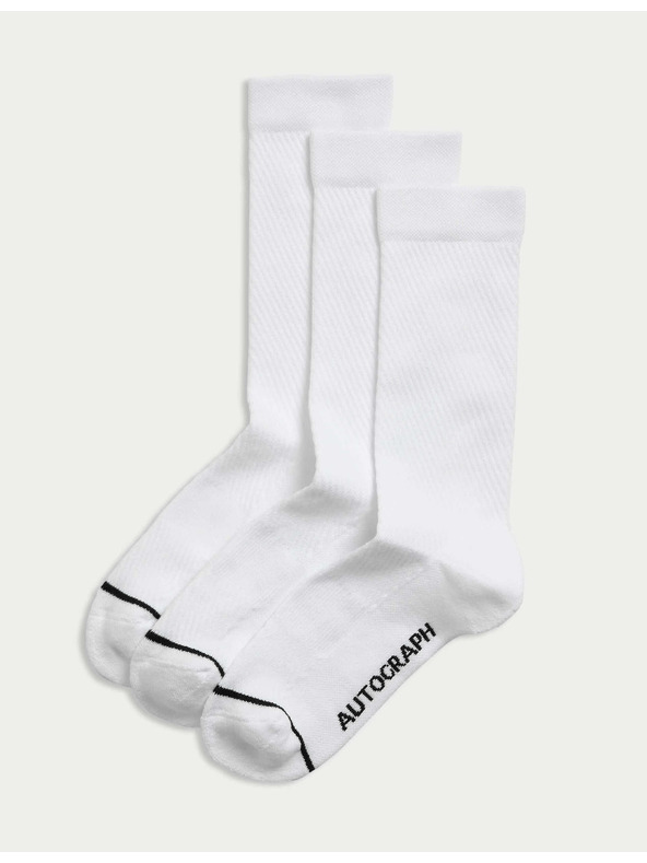 Marks & Spencer 3 darabos Supima® pamut sport zokni, Marks & Spencer fehér