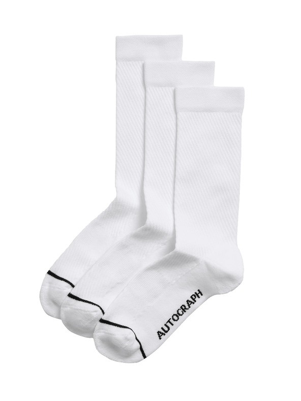 Marks & Spencer 3 darabos Supima® pamut sport zokni, Marks & Spencer fehér