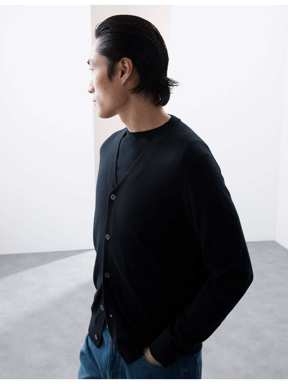 Marks & Spencer V-nyakú merinói gyapjú kardigán Marks & Spencer kék