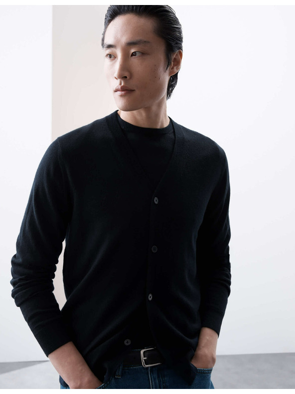 Marks & Spencer V-nyakú merinói gyapjú kardigán Marks & Spencer kék