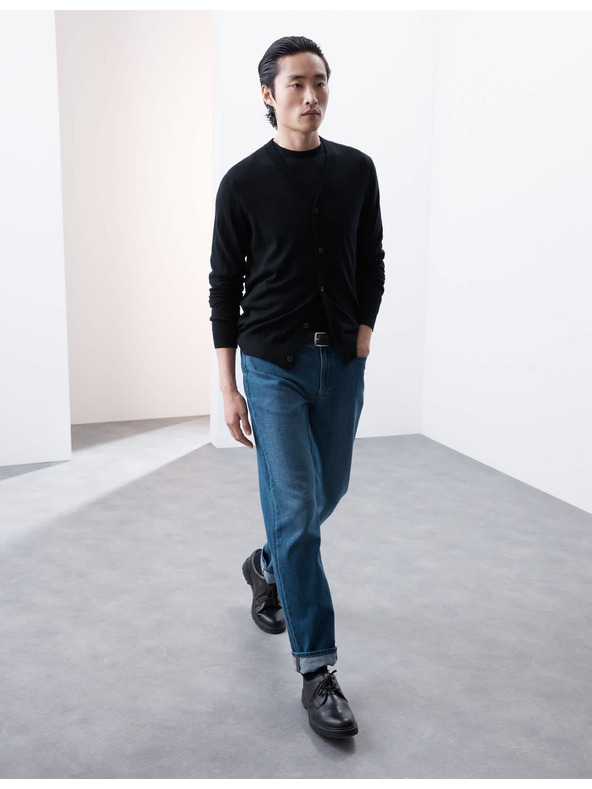 Marks & Spencer V-nyakú merinói gyapjú kardigán Marks & Spencer kék