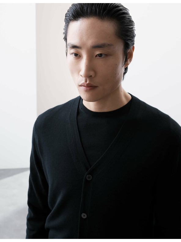 Marks & Spencer V-nyakú merinói gyapjú kardigán Marks & Spencer kék