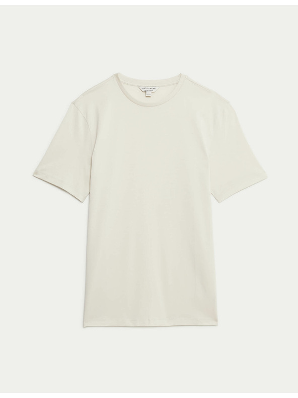 Marks & Spencer Prémium pamut póló, slim fit Marks & Spencer piszkosfehér