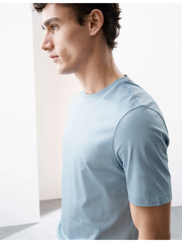 Marks & Spencer Prémium pamut póló, slim fit Marks & Spencer kék