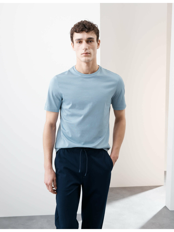 Marks & Spencer Prémium pamut póló, slim fit Marks & Spencer kék