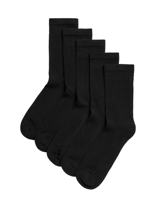 Marks & Spencer 5 pár rendkívül kényelmes bokazokni magas pamuttartalommal Marks & Spencer fekete