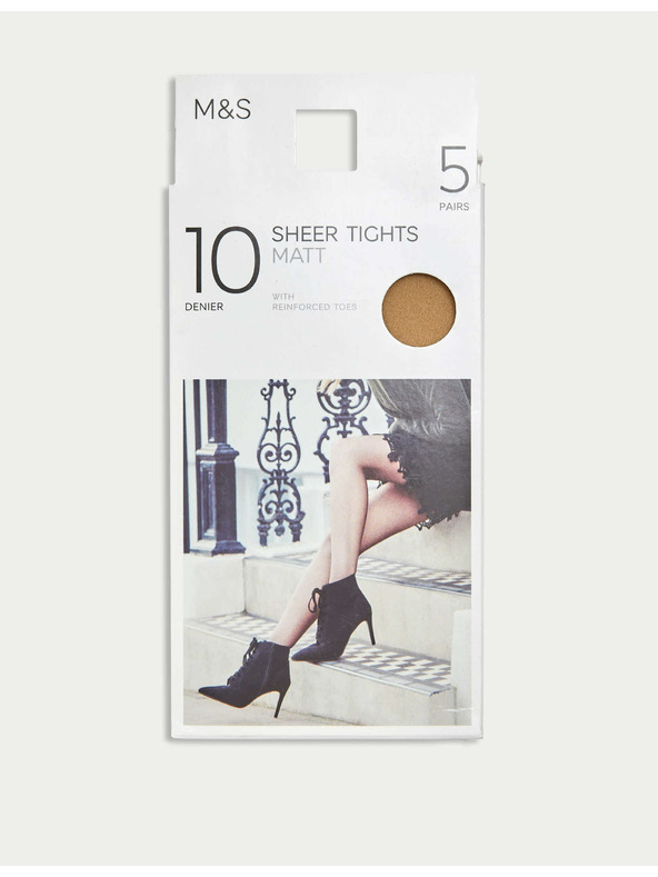 Marks & Spencer Női 10 DEN harisnyanadrág, 5 pár per csomag Marks & Spencer bézs színű