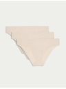 Marks & Spencer Láthatatlan brazil varrásmentesen szegett alsónadrág, 3 db csomag Marks & Spencer bézs