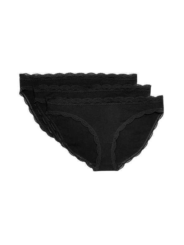 Marks & Spencer Csipkés pamut alsó, 3 db szett Marks & Spencer fekete
