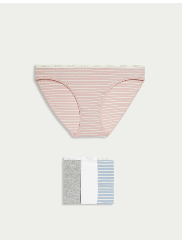 Marks & Spencer Magas pamuttartalmú bikini alsó, 4 db szett Marks & Spencer kék