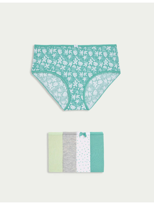 Marks & Spencer Magas derekú rövidnadrág fazonú alsó Lycra™ pamutból, 5 db Marks & Spencer zöld