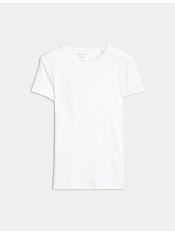 Marks & Spencer Bordázott, magas pamutanyagból készült, vékony szabású Marks & Spencer fehér