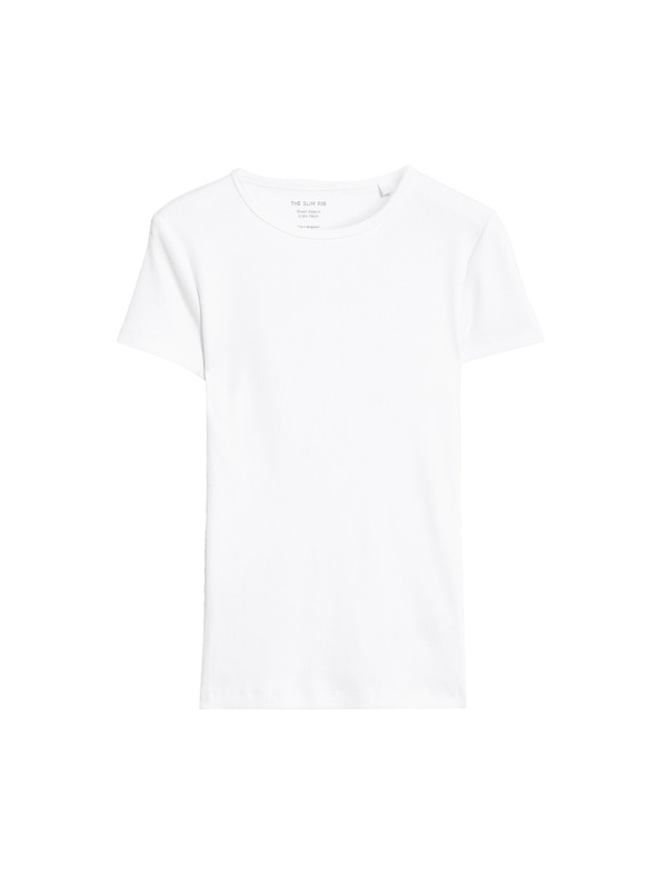 Marks & Spencer Bordázott, magas pamutanyagból készült, vékony szabású Marks & Spencer fehér