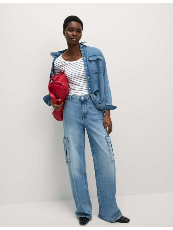 Marks & Spencer Csíkos póló ovális nyakkivágással, magas pamuttartalommal Marks & Spencer fehér