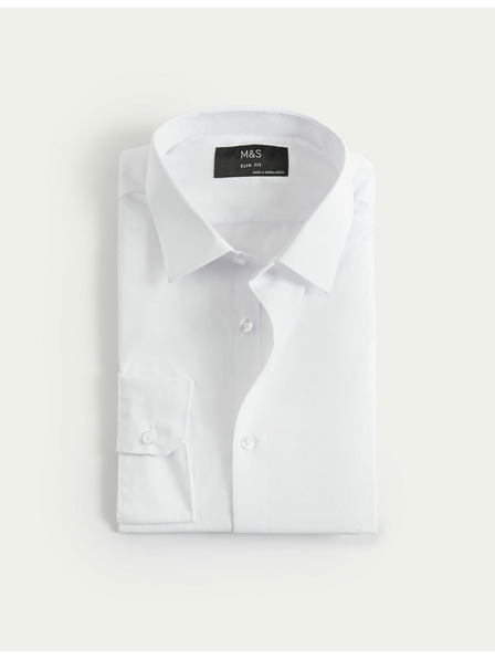Marks & Spencer Karcsúsított szabású ing, könnyen vasalható Marks & Spencer fehér