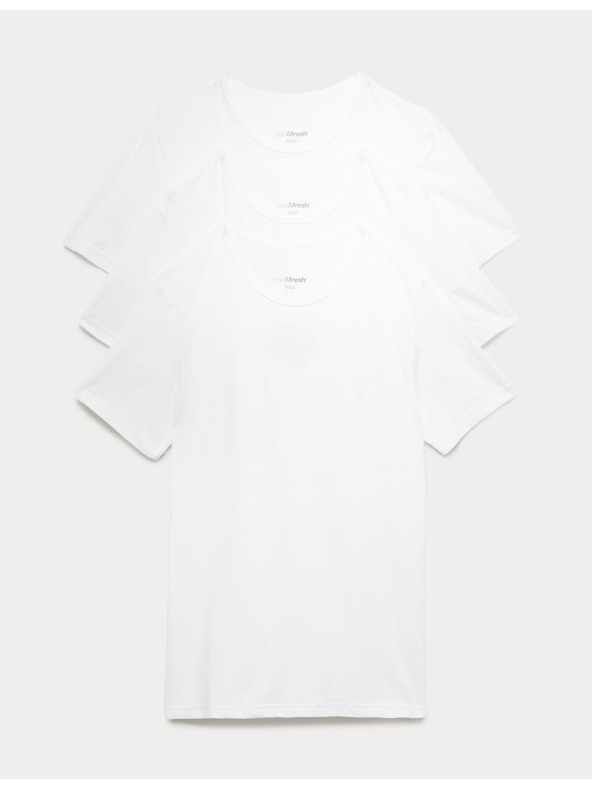 Marks & Spencer Három darabos férfi alap pólókészlet fehér színben, Marks & Spencer Cool & Fresh™ technológiával.