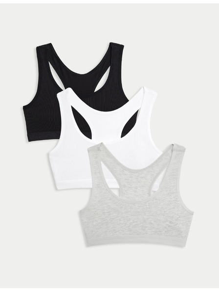 Marks & Spencer Magas pamutból készült rövidnadrág, 3 db (6-16 éves korig) Marks & Spencer szürke