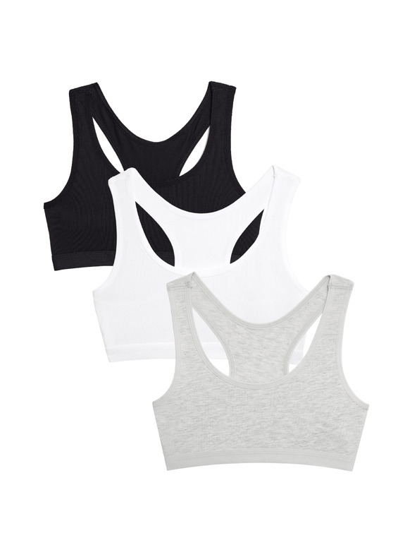 Marks & Spencer Magas pamutból készült rövidnadrág, 3 db (6-16 éves korig) Marks & Spencer szürke