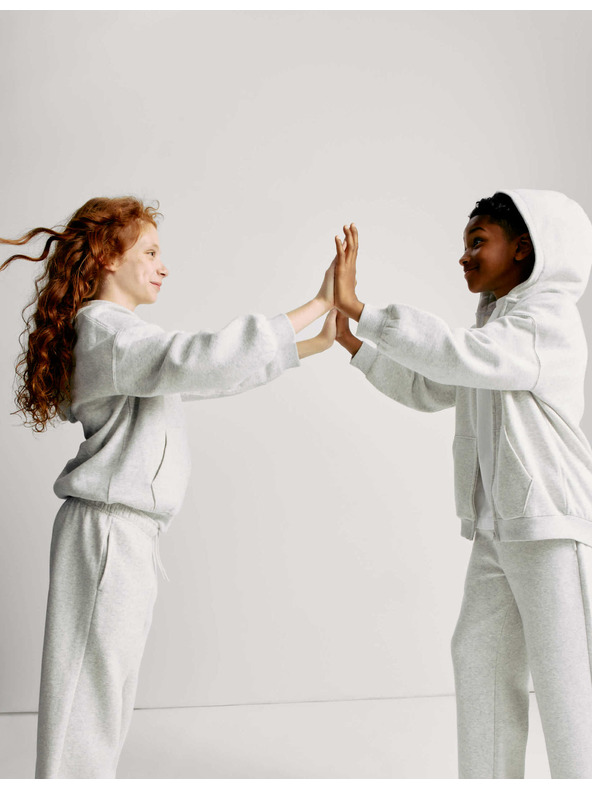 Marks & Spencer Kapucnis pulóver zipzárral és magas pamuttartalommal (6–16 év) Marks & Spencer szürke