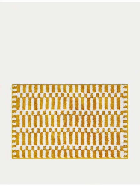 Marks & Spencer Gyorsan száradó fürdőszőnyeg pamut keverékből geometriai mintával Marks & Spencer sárga