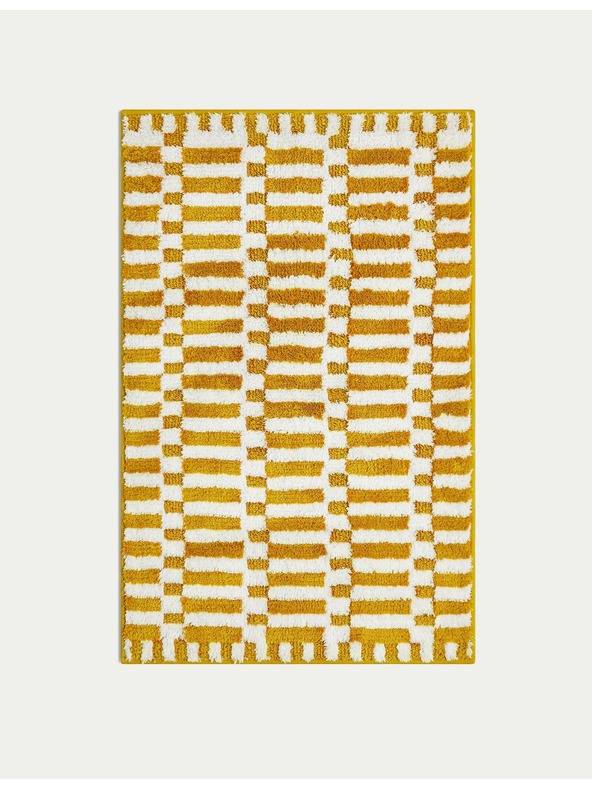 Marks & Spencer Gyorsan száradó fürdőszőnyeg pamut keverékből geometriai mintával Marks & Spencer sárga