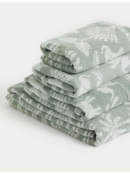 Marks & Spencer Elefántos és pálmafás mintás törölköző 100% pamutból Marks & Spencer zöld